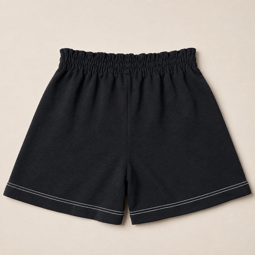Adrianna Papell Airflow Pull On Shorts Black Paperbag Waist Contrast Stitch S
